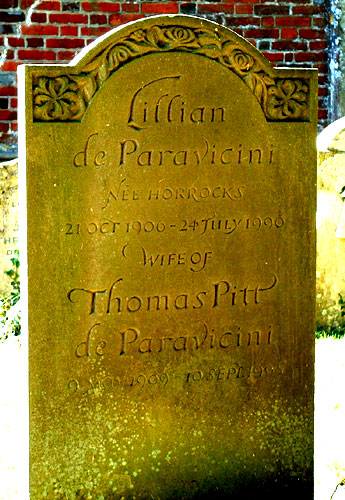 Thomas Pitt & Lillian (Horrocks) de Paravicini - gravestone