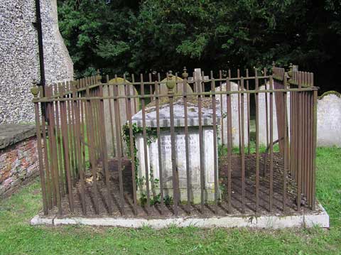 Ray family grave no. 140 at St. Mary's, Worlingworth, Suffolk.