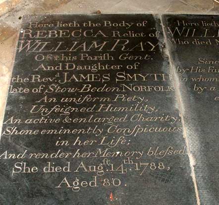 Rebecca (Smyth) Ray vault slab.