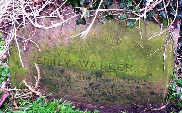 Gravestone of Emily Waller (1838 - 1912)